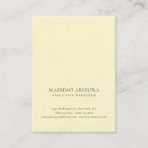 Cartão De Visita Cor de chiffon de limão Minimalista Plain Linho Pr