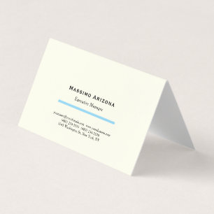 Cartão De Visita Cor de Marfim Liso Profissional Minimalista Modern