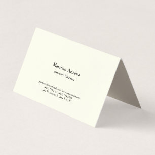 Cartão De Visita Cor de Marfim Plano Minimalista Moderno Profission