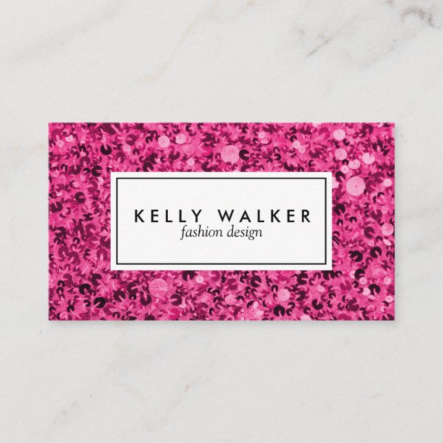 Cartão de visita cor-de-rosa brilhante do sequin (Frente)