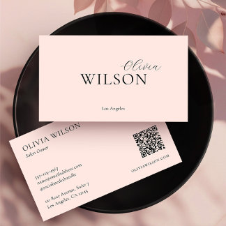 Cartão De Visita Cor-de-rosa brilhante profissional de código QR mo