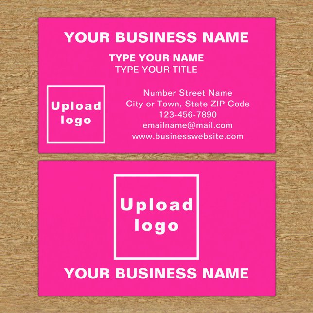 Cartão de visita cor-de-rosa com estilo alinhado c (The front and back of the pink business card)