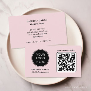 Cartão de visita cor-de-rosa com logotipo simples 