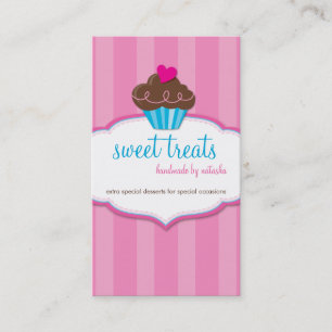 CARTÃO DE VISITA cor-de-rosa-cupcake branco