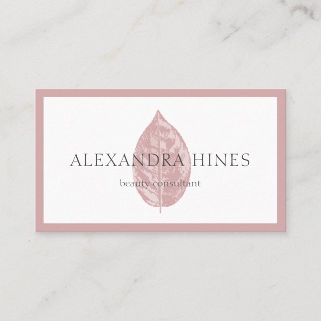 cartão de visita cor-de-rosa da folha (Frente)