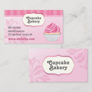 Cartão de visita cor-de-rosa da padaria do cupcak