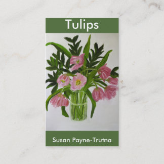 Cartão de visita cor-de-rosa das tulipas