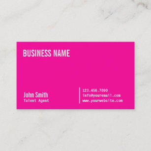 Cartão de visita cor-de-rosa de néon do agente de
