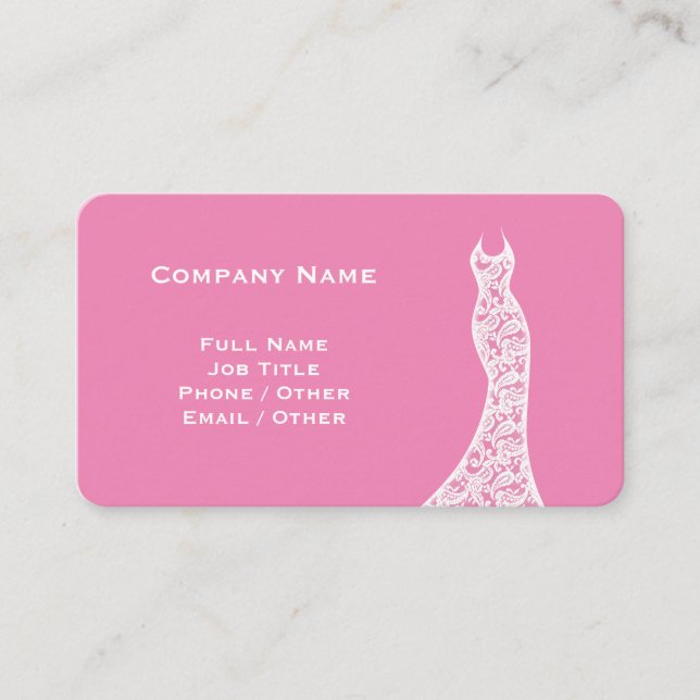 Cartão de visita cor-de-rosa de vestido de renda E (Frente)