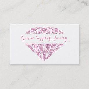 Cartão de visita cor-de-rosa do joalheiro da gema