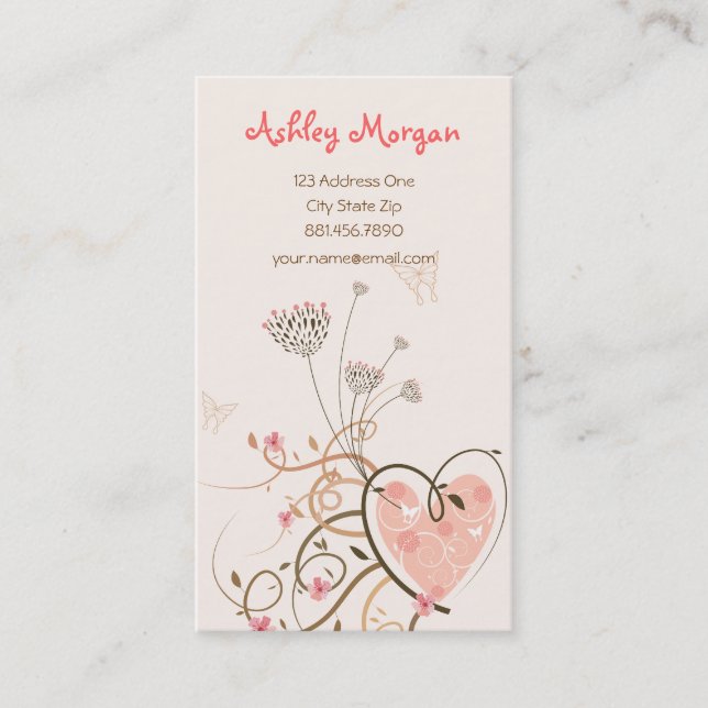 Cartão de visita cor-de-rosa dos redemoinhos do (Frente)