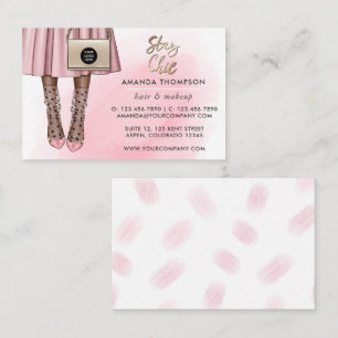 Cartão de Visita Cor-de-Rosa e Dourado Feminino