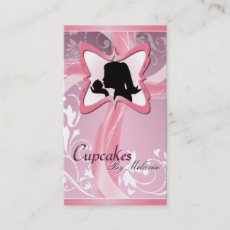 Cartão de visita cor-de-rosa elegante do cupcake