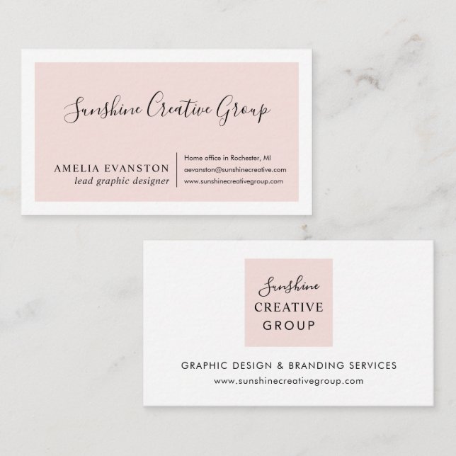 Cartão De Visita Cor-de-rosa Mínimo Moderno (Frente/Verso)