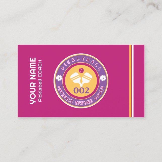 Cartão De Visita Cor-de-rosa picleball personalizável (Frente)