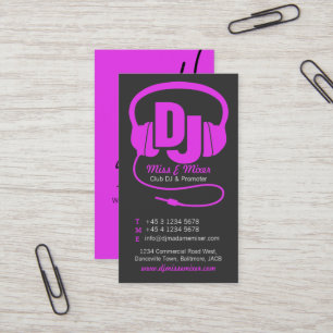 Cartão de visita cor-de-rosa & preto do promotor
