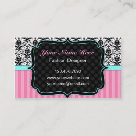 Cartão de visita cor-de-rosa, preto e branco