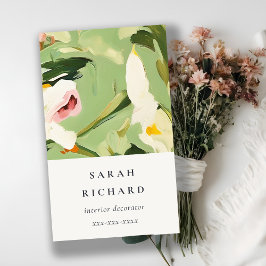 Cartão De Visita Cor de rosa verde pintada cor-de-rosa chic boho