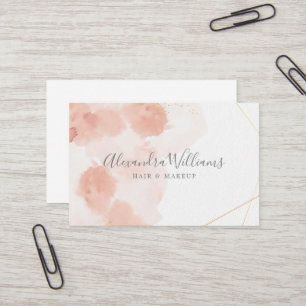 Cartão De Visita Cor Líquida de Arte Moderna Dourada Rosa