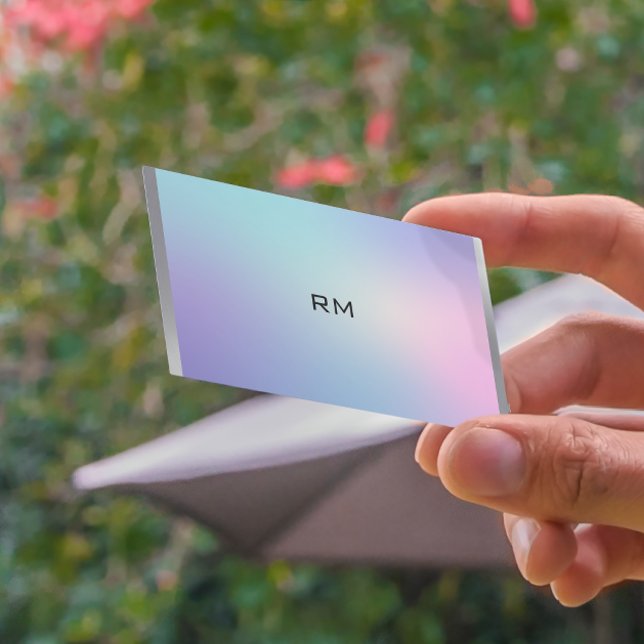 Cartão De Visita Cor metálica rosa e azul ombre (Criador carregado)