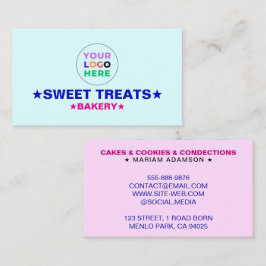 Cartão De Visita Cor Pastel Azul e Rosa Elegante | Logotipo de Pada