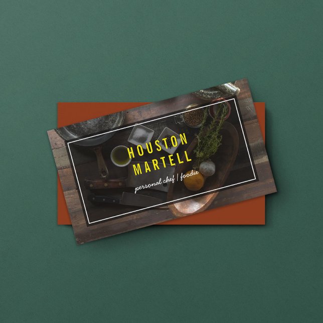 Cartão De Visita Cor Personalizada dos Ingredientes de Comida de Ch (Criador carregado)