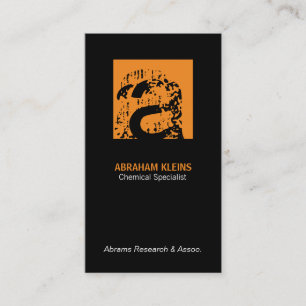 Cartão De Visita Cor Quadrado Monograma (laranja) fundo preto