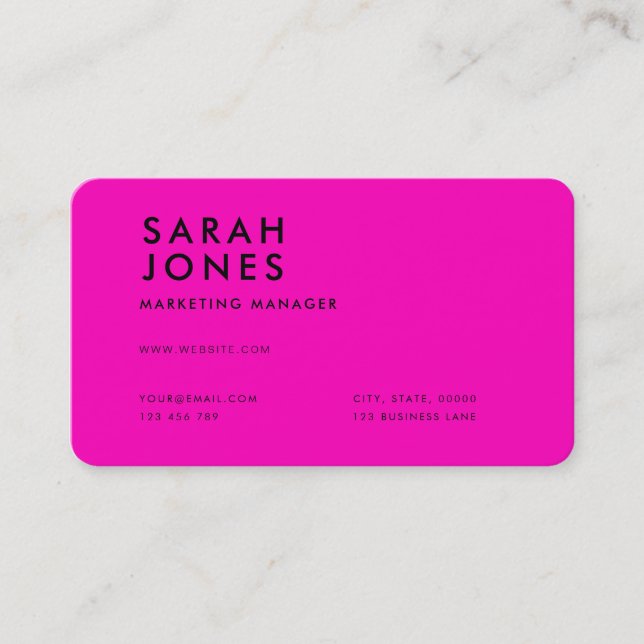 Cartão De Visita Cor Rosa Neon Moderna (Frente)