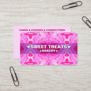 Cartão De Visita Cor Rosa Pastel Doce   Padaria de Bolo Elegante