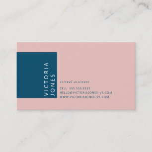 Cartão De Visita COR SIMPLES, azul-marinho rosa mínimo moderno