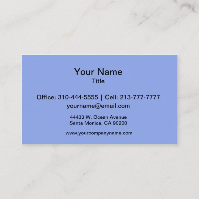 Cartão De Visita Cor Sólida do Periwinkle (Verso)