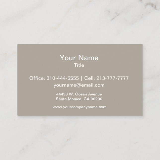 Cartão De Visita Cor Sólida Greige Personaliza-a (Verso)