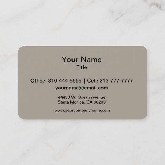 Cartão De Visita Cor Sólida Greige Personaliza-a (Verso)