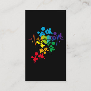 Cartão De Visita Coração do Orgulho Colorido Arco-Íris Pulsaçã