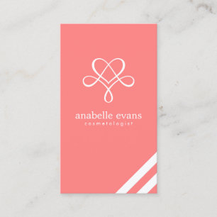 Cartão De Visita Coração e redemoinhos modernos cor-de-rosa corai