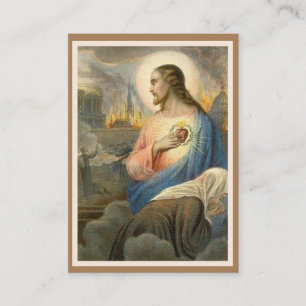 Cartão De Visita Coração Sagrado de Jesus Vintage Sagrado Cartaz No
