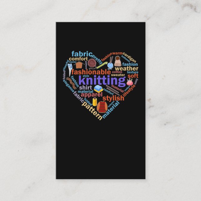 Cartão De Visita Coração-tricotando Fios-Cardíacos (Frente)