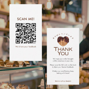 Cartão De Visita Coração Waffle de Chocolate Deixe uma Avaliação QR