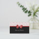 Cartão De Visita Corações femininos e fita do vermelho das bolinhas (Em pé/Frente)