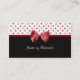 Cartão De Visita Corações femininos e fita do vermelho das bolinhas (Frente)