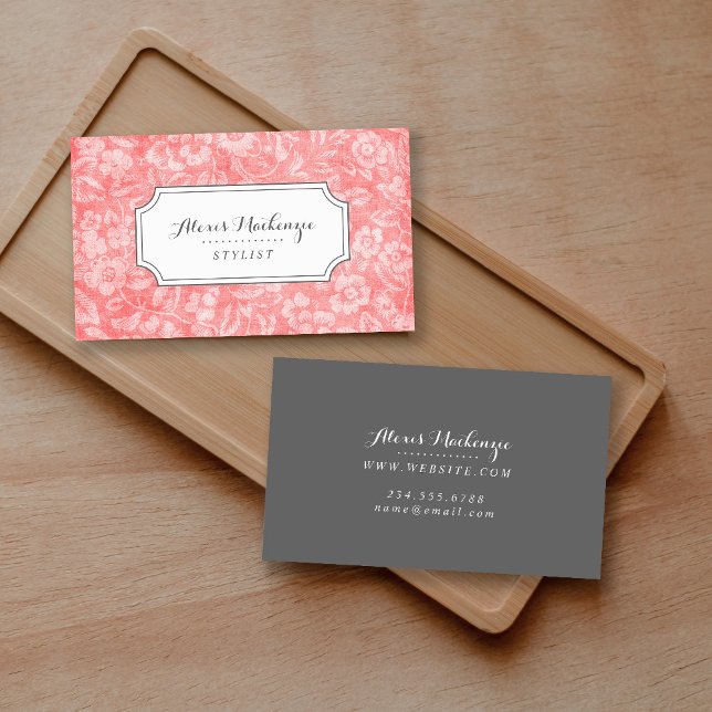 Cartão De Visita Coral e Cinza (Criador carregado)