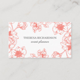 Cartão De Visita Coral Magnolia Vintage Mão pintada nas mídias soci