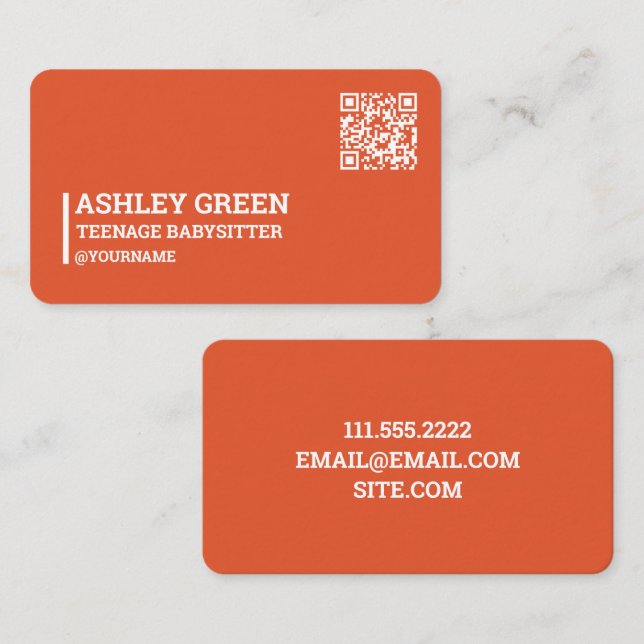 Cartão De Visita Coral Red QR Adolescentes (Frente/Verso)