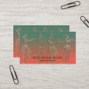 Cartão De Visita Coral Teal Belly Dançando Lições Dançarinas Dança
