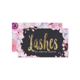 Cartão De Visita Coram os chicotes Dourados florais e pretos