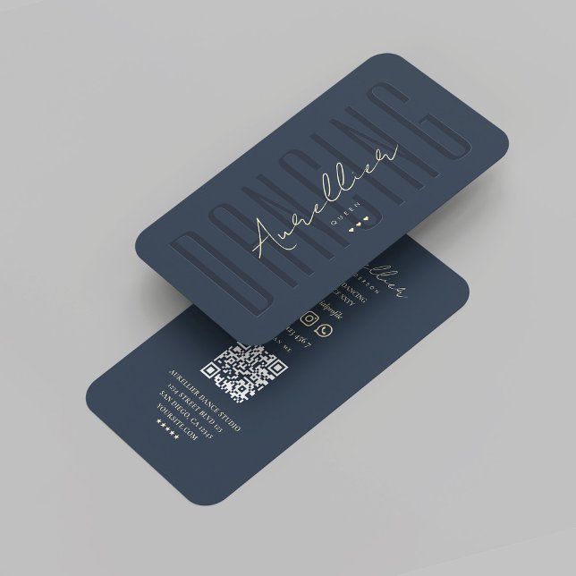 Cartão De Visita Coreógrafo Moderno Dançarino Dark Azul Dourado (Modern Choreographer Dancing Dancer Dark Blue Gold Business Card
)