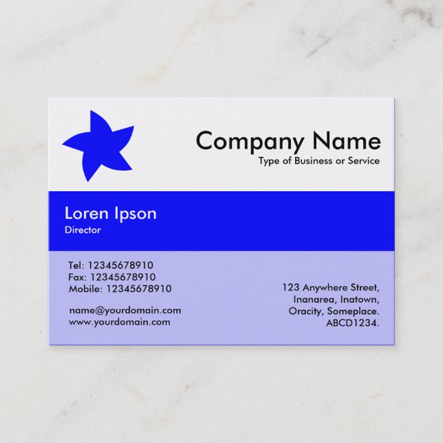 Cartão De Visita Cores da Banda central - Azul - Estrela giratória (Frente)