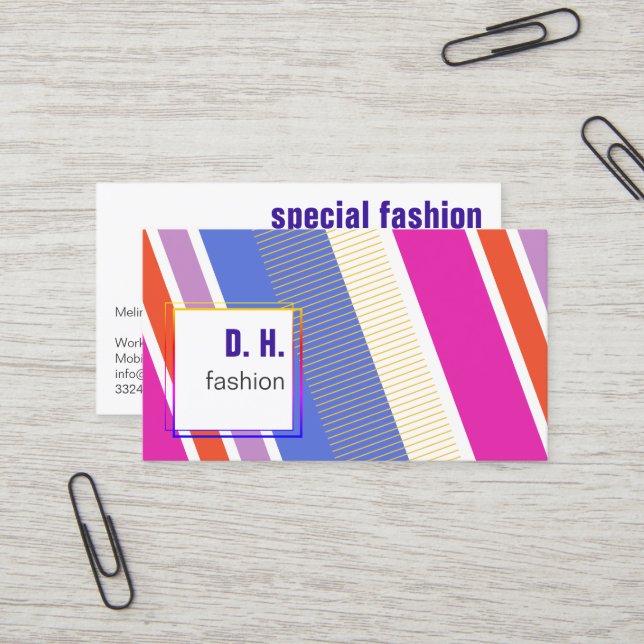 Cartão De Visita Cores da Moda Fresca e Legal (Frente/Verso In Situ)