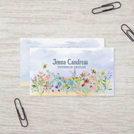 Cartão De Visita Cores d'água coloridas Flores selvagens