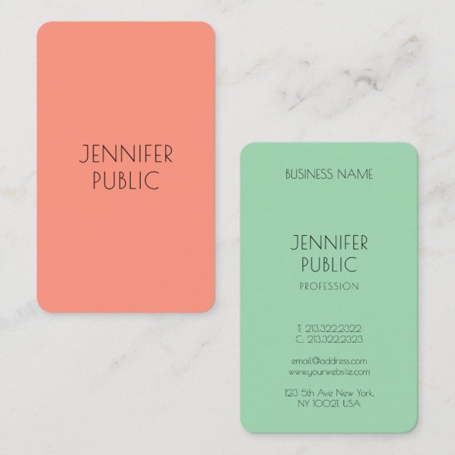 Cartão De Visita Cores de Tendência Elegantes de Modelo Modernos Pe (Frente/Verso)